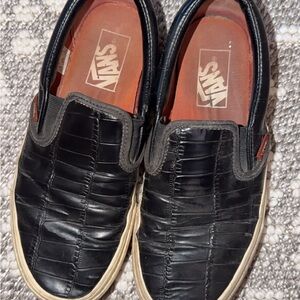 Vans Black Textured Slip-On Sneakers